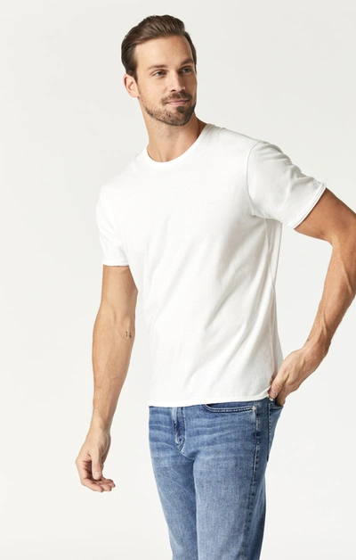 Mavi Raw Edge Neck T-shirt In Blanc De Blanc In White