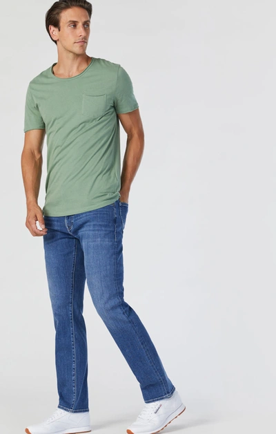 Shop Mavi Zach Straight Leg Jeans In Mid Indigo Brushed Williamsburg In Medium Blue