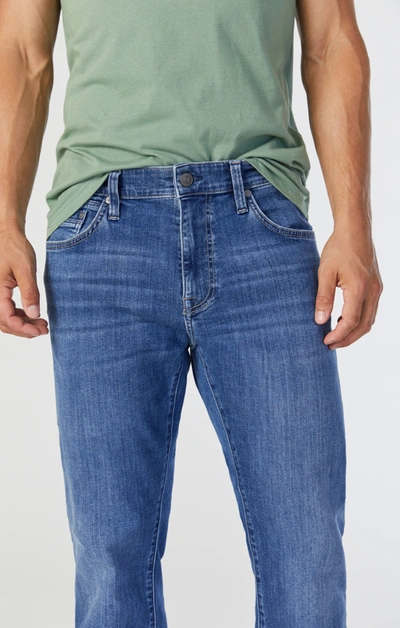 Shop Mavi Zach Straight Leg Jeans In Mid Indigo Brushed Williamsburg In Medium Blue