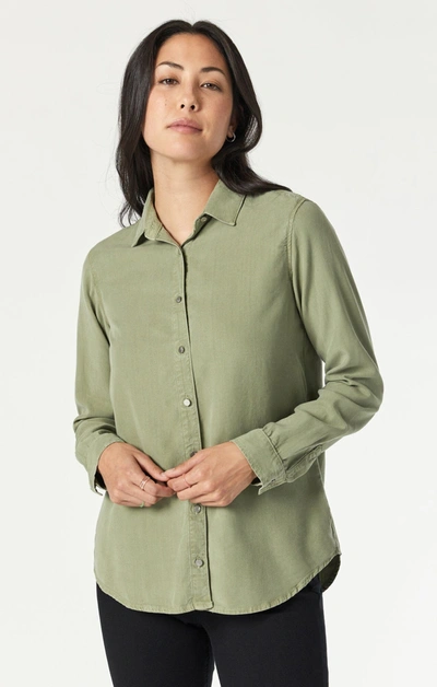 Shop Mavi Shelby Semi-fitted Shirt In Oil Green Supersoft Chic
