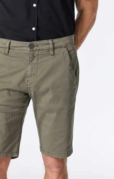 Mavi Jacob Shorts In Dusty Olive Sateen Twill In Green