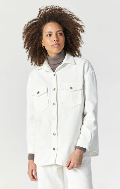 Shop Mavi Livia Oversized Denim Shirt In Off-white Cord