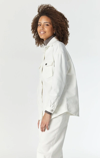 Shop Mavi Livia Oversized Denim Shirt In Off-white Cord