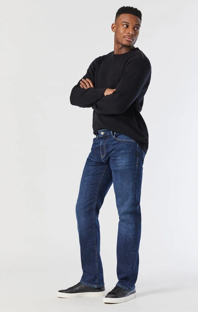 Shop Mavi Marcus Slim Straight Leg Jeans In Deep Organic Move In Dark Blue