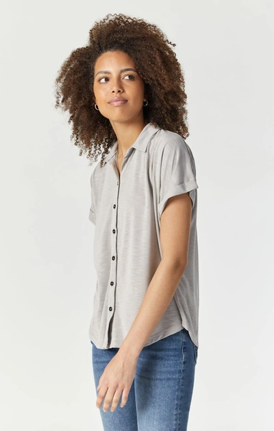 Shop Mavi Short Sleeve Button-up Shirt In Porpoise In Beige
