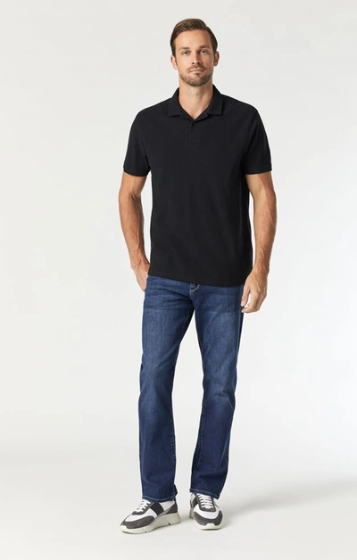 Mavi Matt Mid Rise Relaxed Straight Leg In Mid Indigo Cooper In Dark Blue