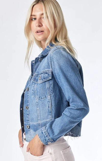 Shop Mavi Sienna Cut-off, Crop Jacket In Mid Denim In Medium Blue