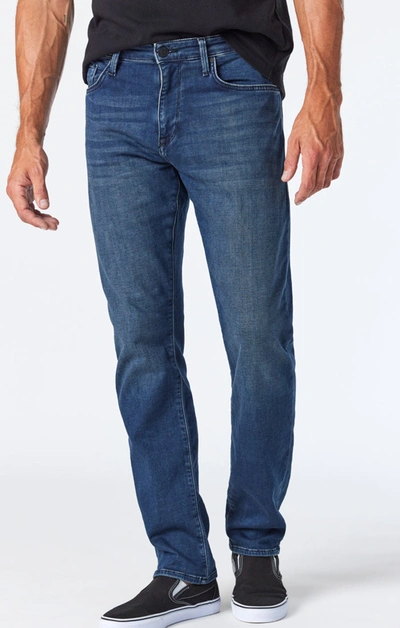 Shop Mavi Zach Straight Leg Jeans In Foggy Blue Athletic In Medium Blue