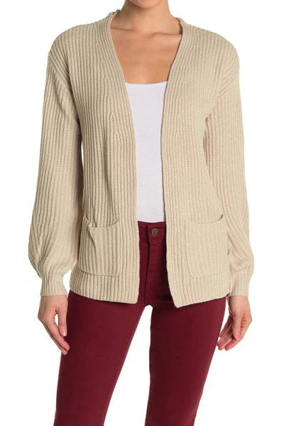 Shop Love By Design Luxe Open Front Pocket Cardigan In Oatmeal A/s