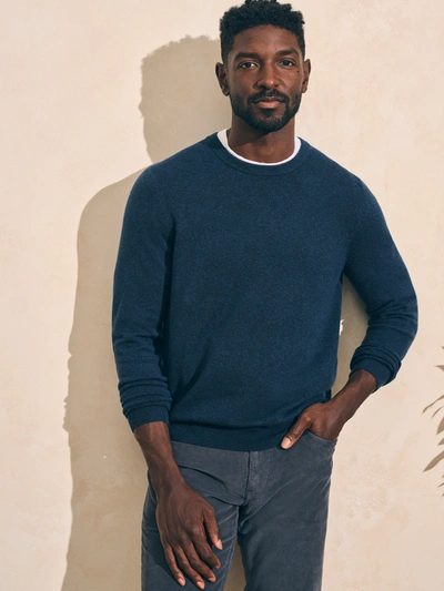 Shop Faherty Jackson Crew Sweater (tall) In Navy Heather
