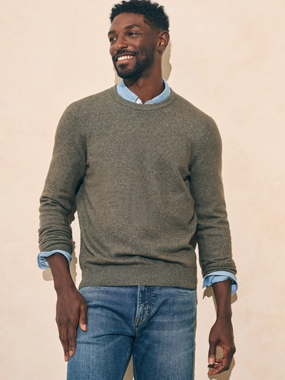 Shop Faherty Jackson Crew Sweater (tall) In Olive Heather