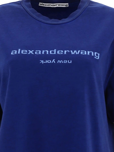 Shop Alexander Wang "glitter Puff Logo" T-shirt In Blue