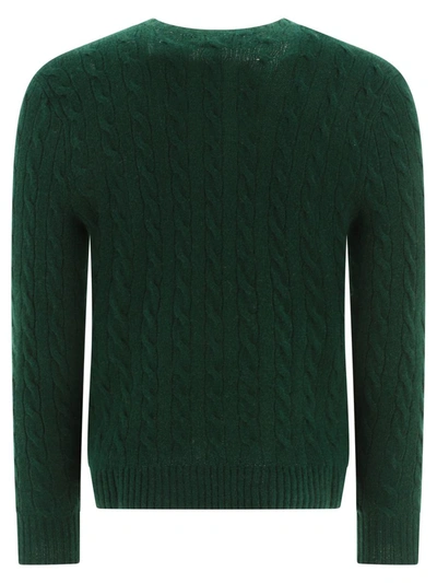 Shop Polo Ralph Lauren "pony" Cable-knit Sweater In Green