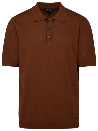 Shop Apc A.p.c. Brown Cotton Jacky Polo Shirt