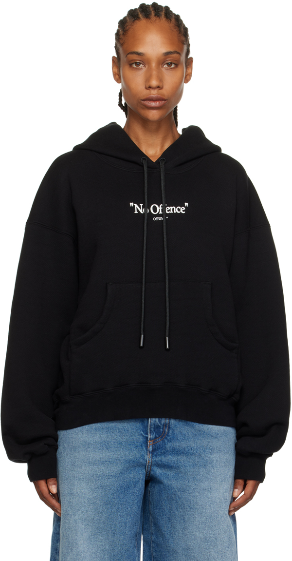 Off-White No Offence cotton hoodie - BLACK WHITE