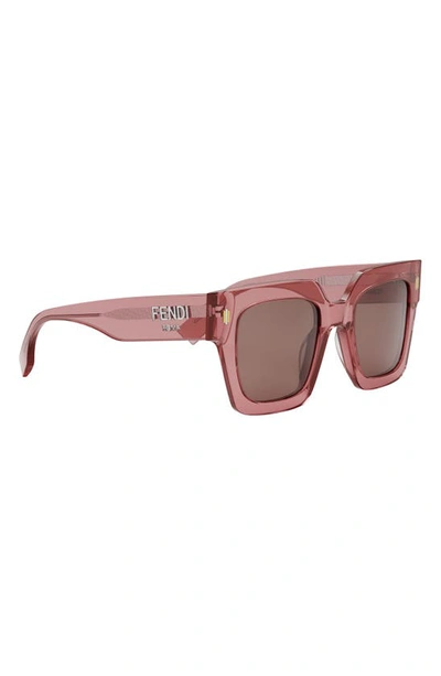 Shop Fendi Roma 50mm Square Sunglasses In Shiny Pink / Bordeaux