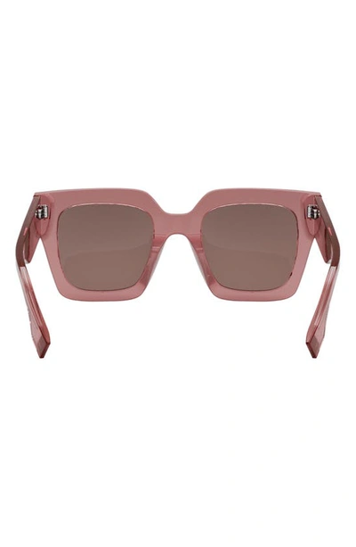 Shop Fendi Roma 50mm Square Sunglasses In Shiny Pink / Bordeaux