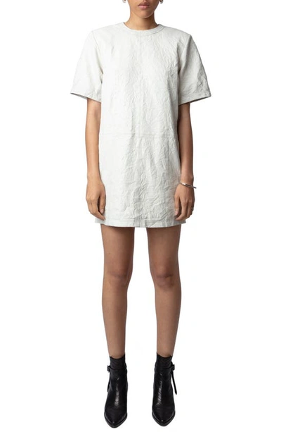 Shop Zadig & Voltaire Riddy Crinkle Leather T-shirt Dress In Judo