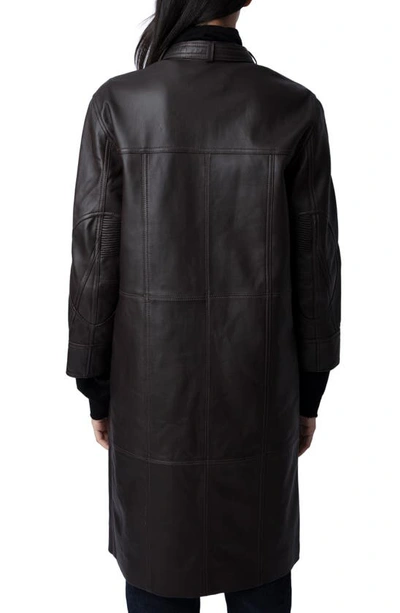 Shop Zadig & Voltaire Mira Leather Coat In Chocolate