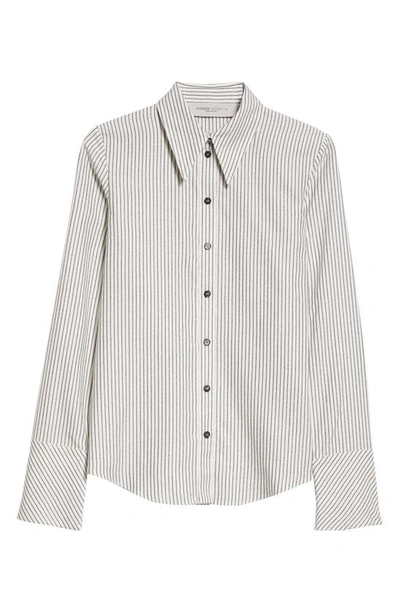 Shop Golden Goose Journey Collection Slim Fit Stripe Button-up Shirt In Arctic Wolf/ Black