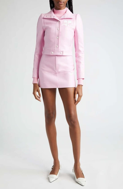 Shop Courrèges Re-edition Vinyl Miniskirt In Rose