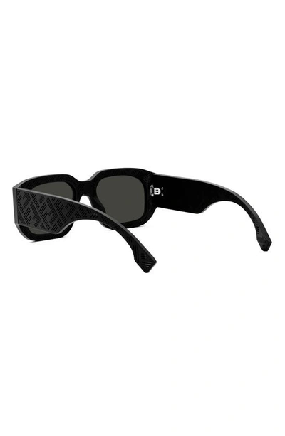 Shop Fendi The  Shadow 52mm Rectangular Sunglasses In Matte Black / Smoke