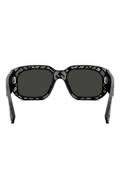 Shop Fendi The  Shadow 52mm Rectangular Sunglasses In Matte Black / Smoke