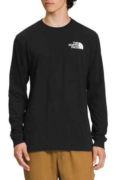 Shop The North Face Long Sleeve Box Logo Tee In Black/ White