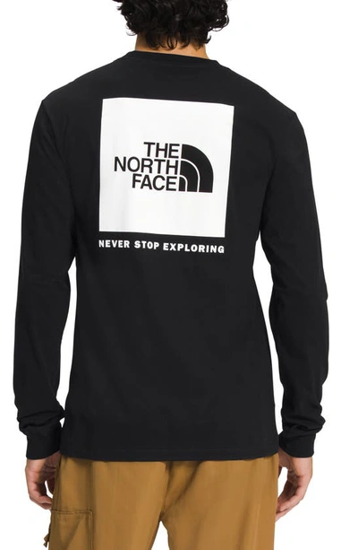 Shop The North Face Long Sleeve Box Logo Tee In Black/ White