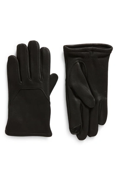 Shop Nordstrom Faux Fur Lined Leather Gloves In Black