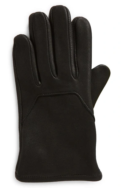 Shop Nordstrom Faux Fur Lined Leather Gloves In Black