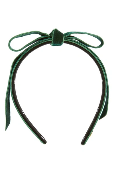 Shop Lele Sadoughi Ribbon Slim Headband In Pine