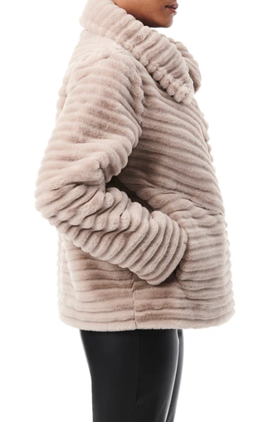 Shop Bernardo Grooved Faux Fur Jacket In Plush Taupe