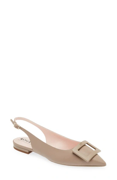 Shop Roger Vivier Gommettime Pointed Toe Slingback Flat In Light Brown