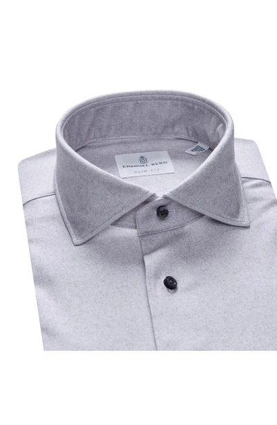 Shop Emanuel Berg 4flex Slim Fit Heathered Knit Button-up Shirt In Light Grey
