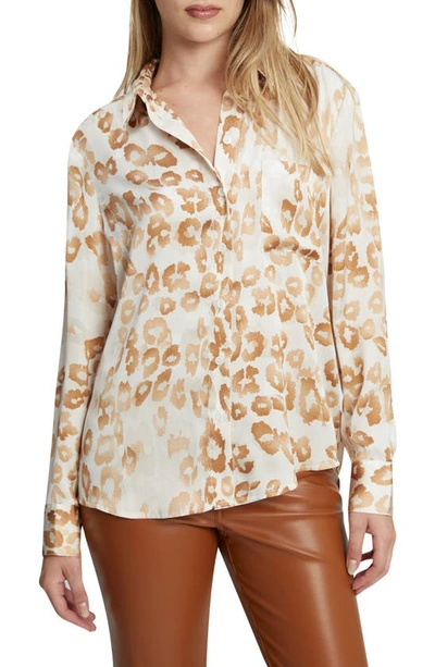 Bardot Classic Leopard Satin Button-up Shirt In Leopard