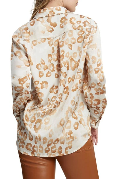 Bardot Classic Leopard Satin Button-up Shirt In Leopard