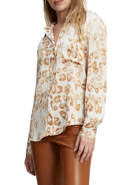 Bardot Classic Leopard Satin Button-up Shirt In Leopard