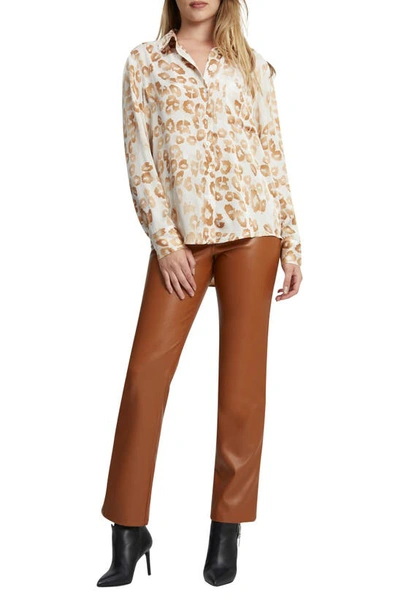 Bardot Classic Leopard Satin Button-up Shirt In Leopard