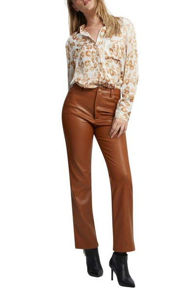 Bardot Classic Leopard Satin Button-up Shirt In Leopard