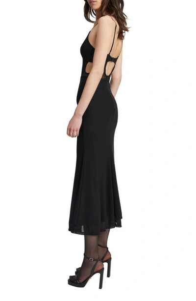 Shop Bardot Harlequin Mesh Panel Cutout Midi Dress In Black
