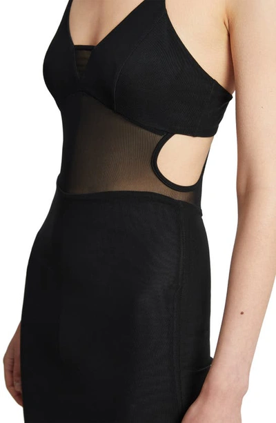 Shop Bardot Harlequin Mesh Panel Cutout Midi Dress In Black