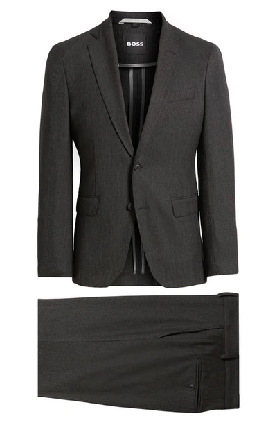 Shop Hugo Boss Huge Virgin Wool Blend Suit In Black