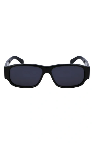 Shop Ferragamo 57mm Rectangular Sunglasses In Black