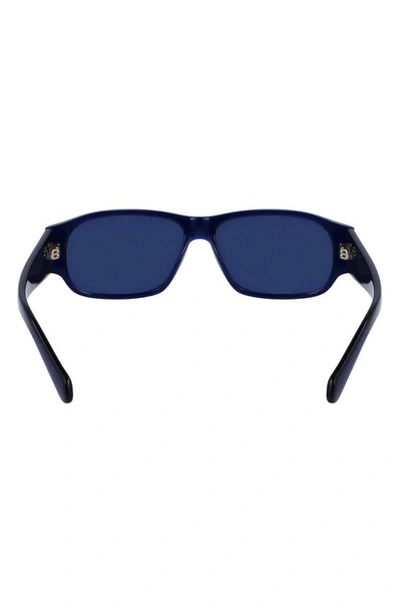 Shop Ferragamo 57mm Rectangular Sunglasses In Transparent Blue