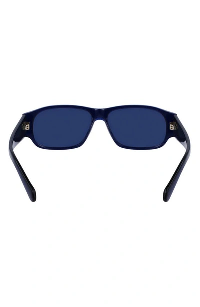 Ferragamo 57mm Rectangular Sunglasses In Transparent Blue