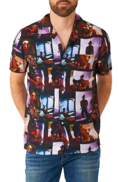 Shop Opposuits Nightmare On Elm Street Short Sleeve Button-up Shirt In Black