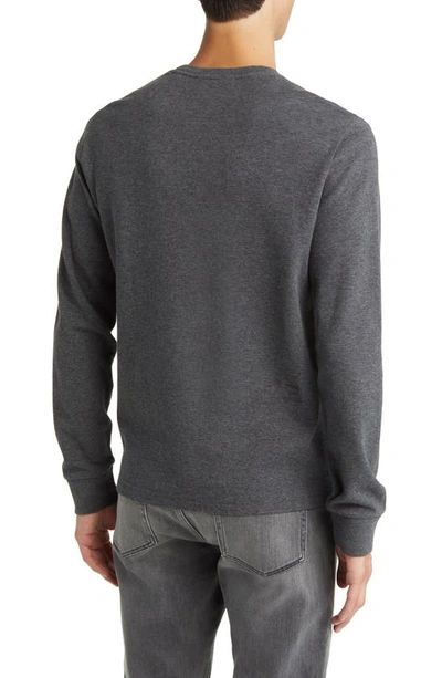 Shop Frame Duo Fold Long Sleeve Cotton T-shirt In Heather Charcoal Grey