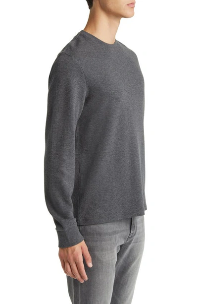 Shop Frame Duo Fold Long Sleeve Cotton T-shirt In Heather Charcoal Grey