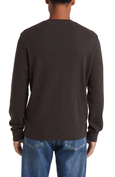 Shop Frame Duo Fold Long Sleeve Cotton T-shirt In Heather Espresso